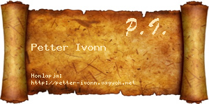Petter Ivonn névjegykártya